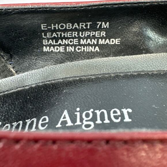 Etienne Aigner Burgundy Red Leather Box Toe Pumps women sz 7 - Picture 6 of 7
